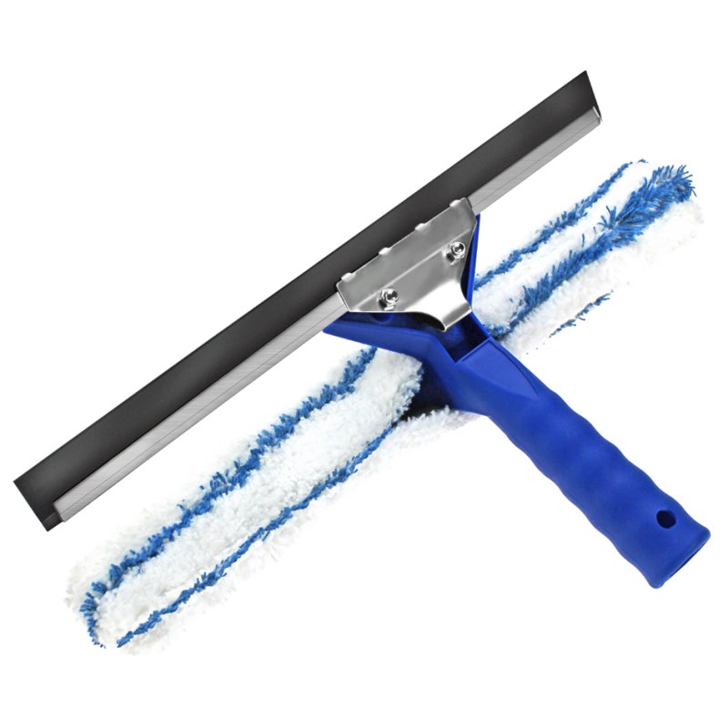Raclette combo, argent/bleu, caoutchouc interchangeable et housse microfibre