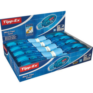 Tipp-Ex correctietape Micro Tape Twist, transparant-blauw, 10 stuks