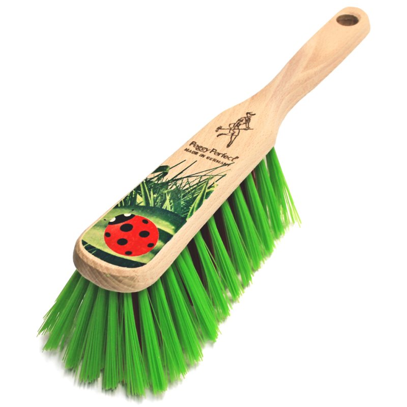 Peggy Perfect tuinhandborstel lieveheersbeestje, hout, groene elastonborstels, 28 cm