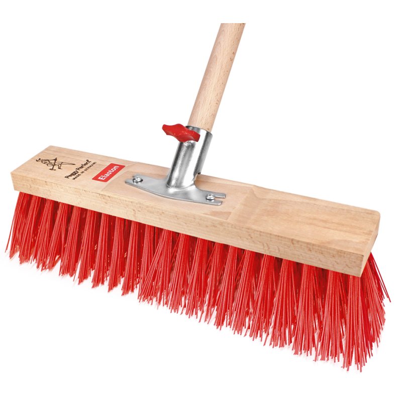 Peggy Perfect straatbezem met steel, elaston, naturel/rood, 1400 mm