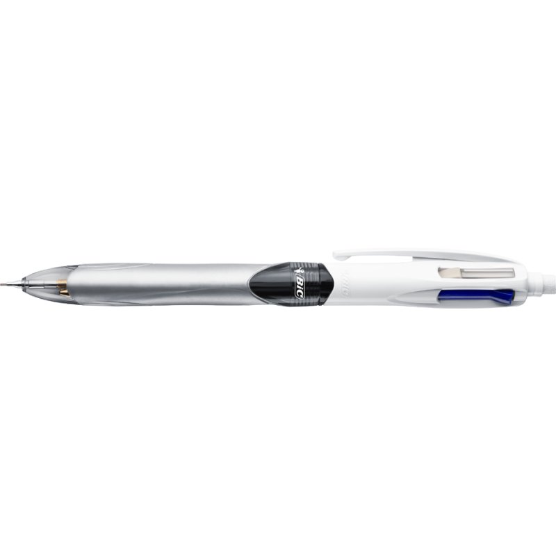 BIC 4-in-1 balpen, grijs/wit, 3 kleuren + potlood, 0,32 mm