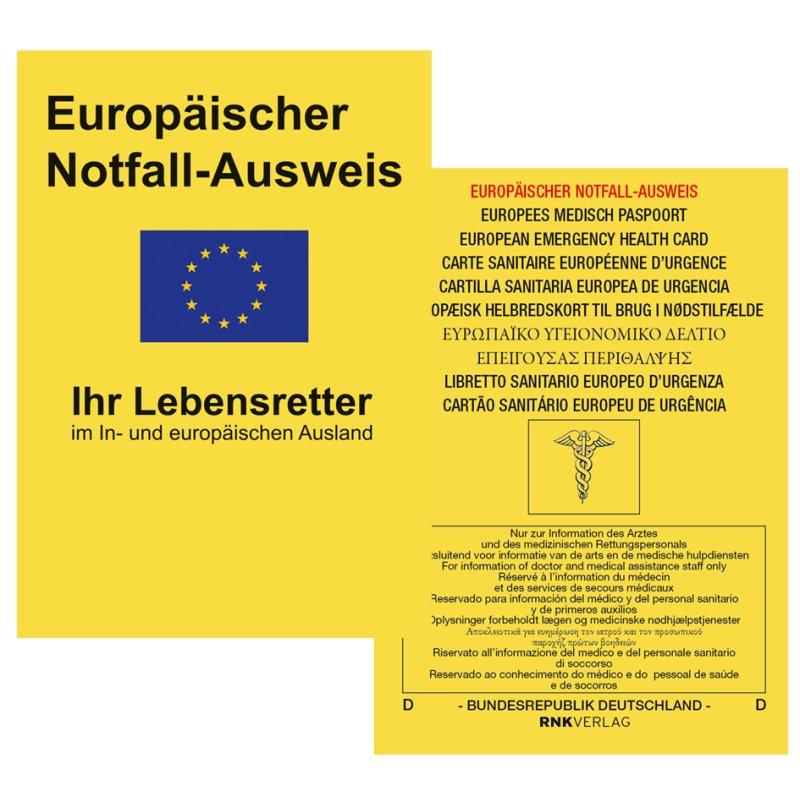 RNK Verlag noodkaart Europees, geel, 105 × 75 mm, 15 stuks