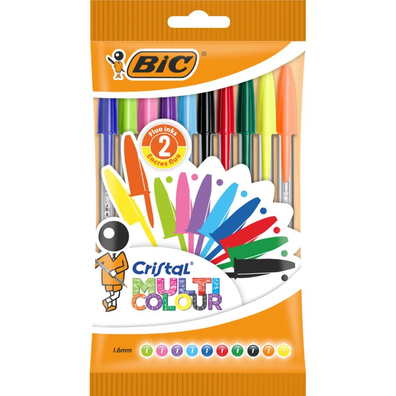BIC Cristal Large ballpoint pens, multicolour, 0.42 mm, 10 pieces