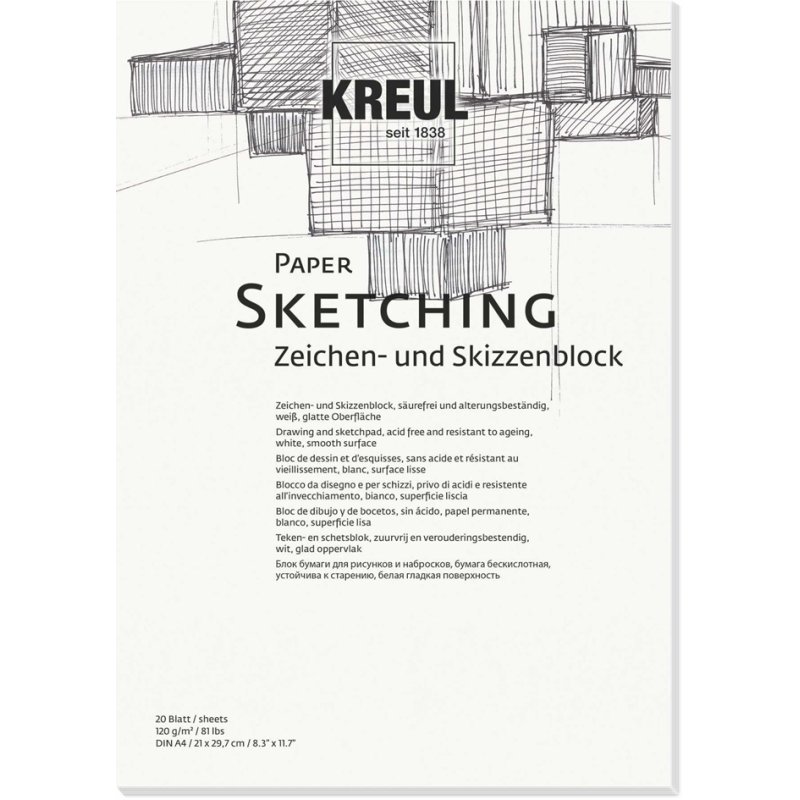 KREUL bloc de croquis Paper Sketching, A4, 120 g/m², 20 feuilles
