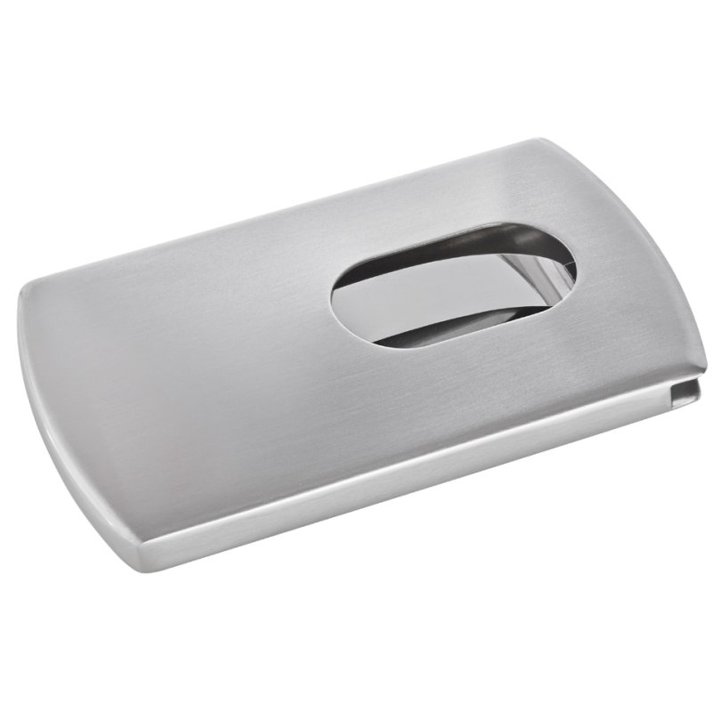 Sigel business card holder Snap, stainless steel, silver, 12 cards