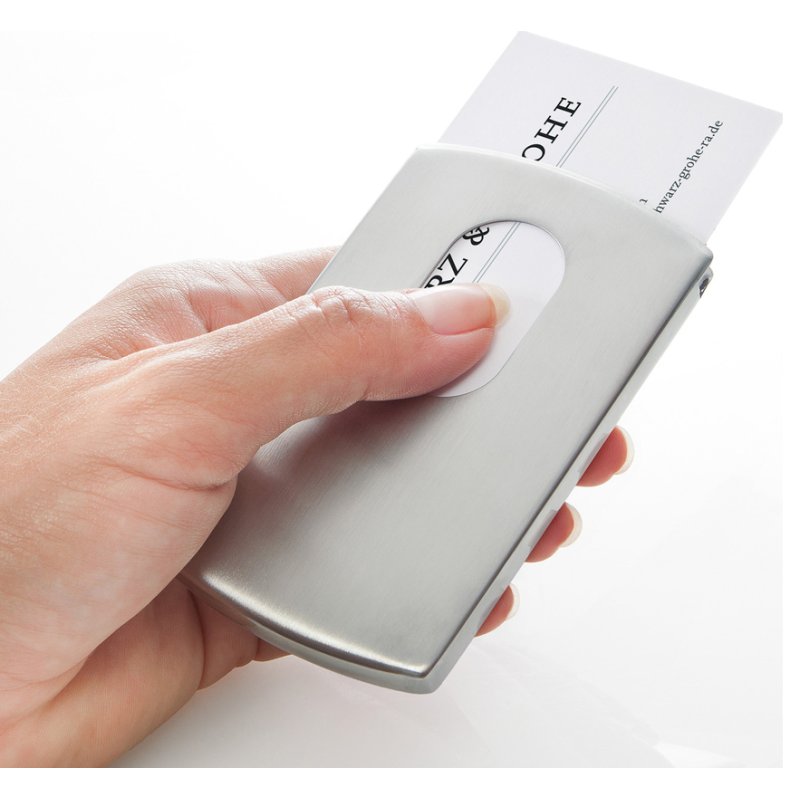 Sigel business card holder Snap, stainless steel, silver, 12 cards