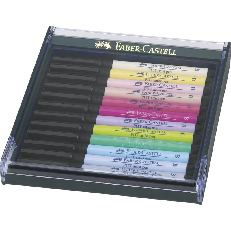 Faber-Castell brush pen set PITT artist, pastel colours, permanent, 12 pcs