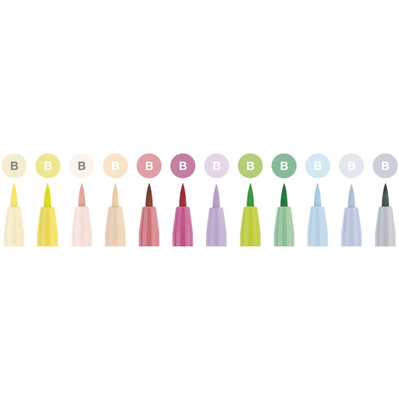 Faber-Castell brush pen set PITT artist, pastel colours, permanent, 12 pcs