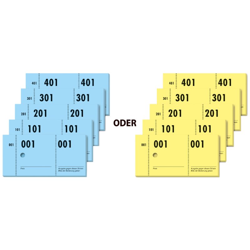 Sigel cloakroom number pads 1-500, perforated, 5 pads