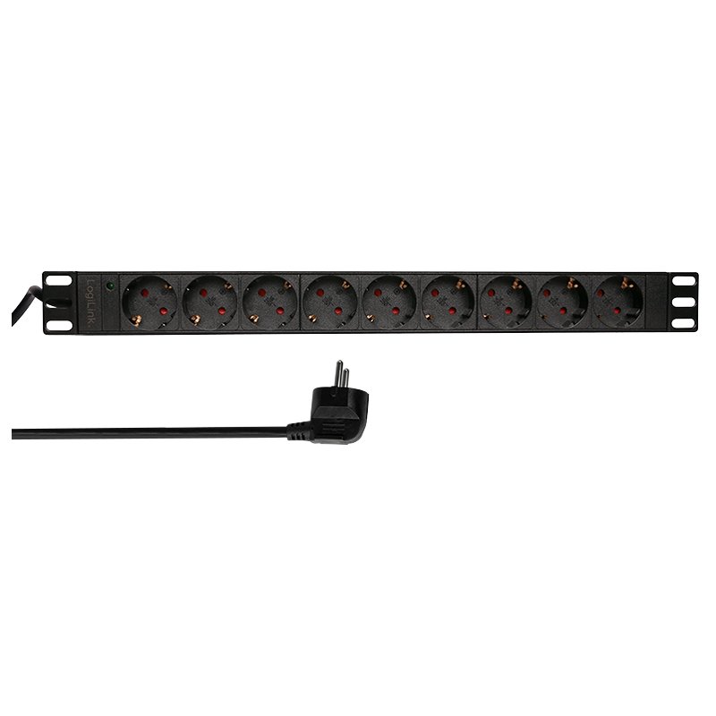 LogiLink Professional prise 19 pouces, 9 prises, avec interrupteur, gris