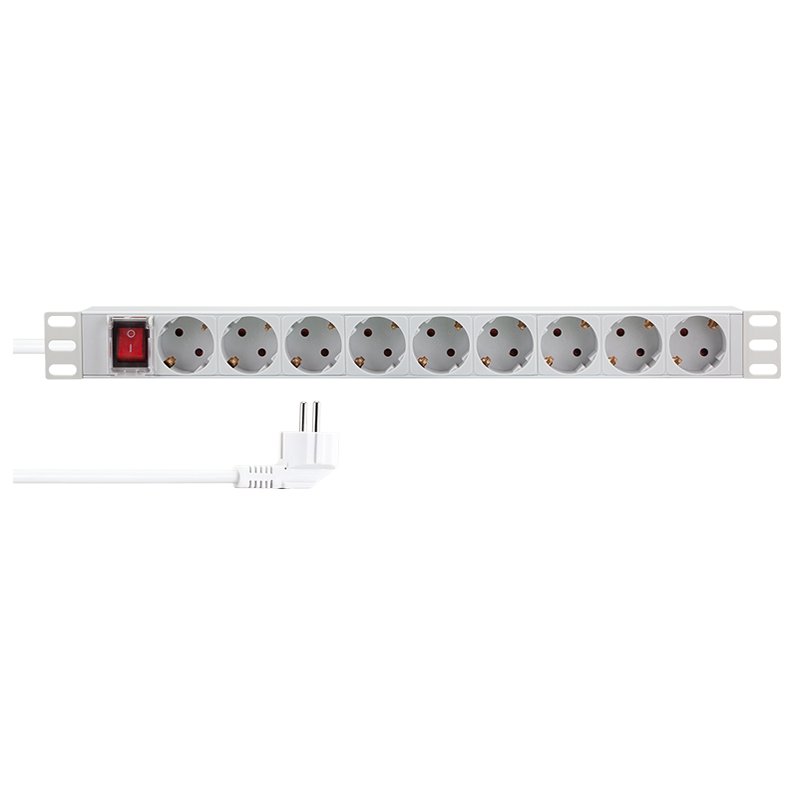 LogiLink Professional prise 19 pouces, 9 prises, avec interrupteur, gris