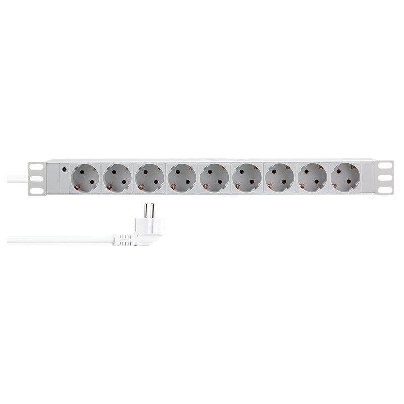 LogiLink Professional prise 19 pouces, 9 prises, avec interrupteur, gris
