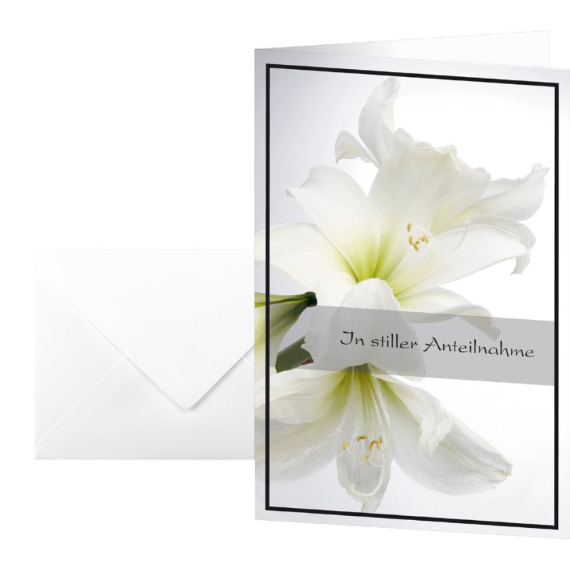 sigel rouwkaart Witte Amaryllis, bedrukbaar, glanzkarton 250 g/m², 10 stuks