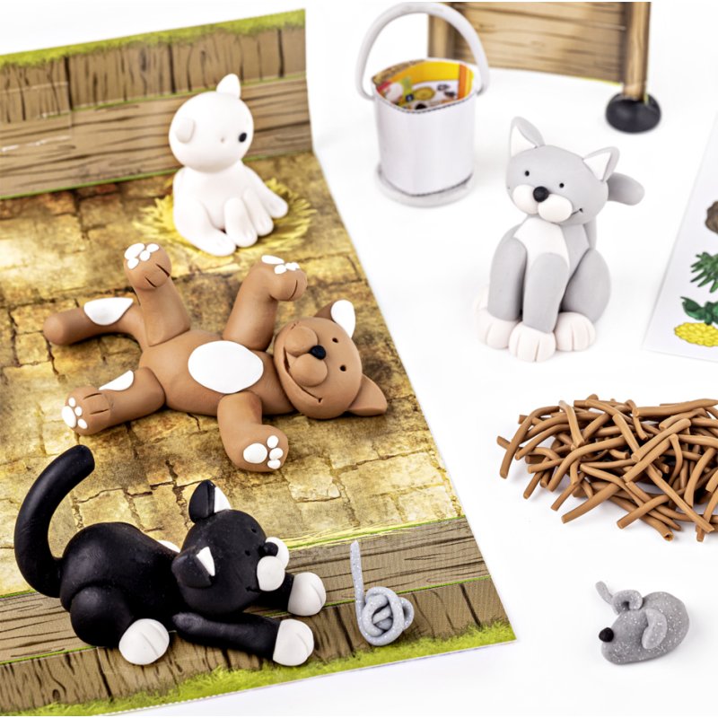 FIMO kids pâte à modeler chat niveau 2, durcissable au four, 4×42 g