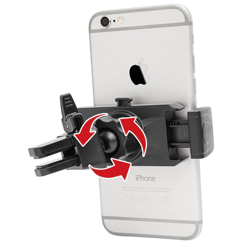 WEDO Clip-it plus smartphone car holder, black, 55-85 mm, 360° ball joint