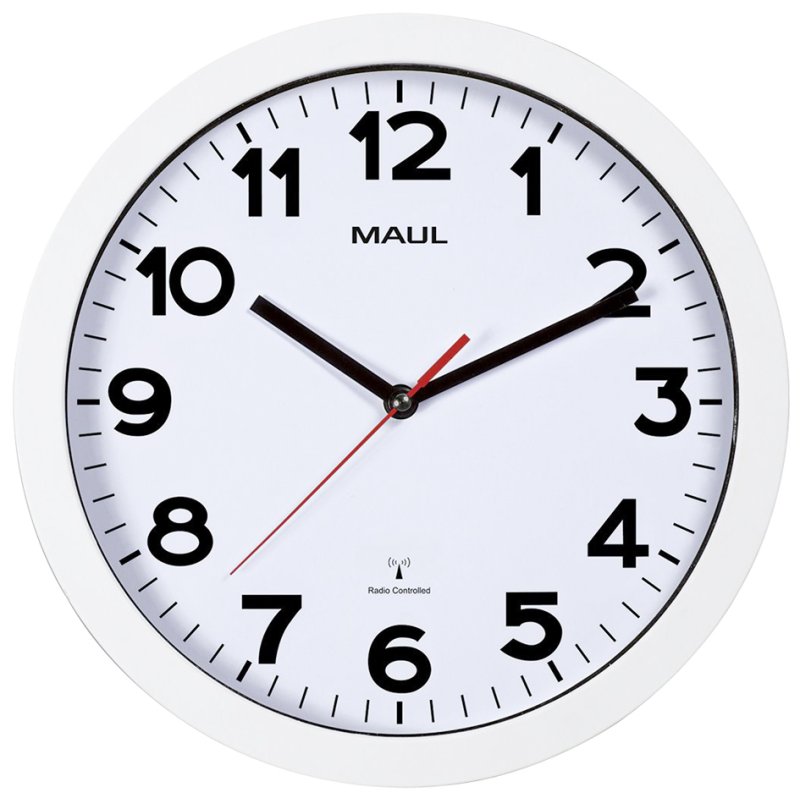 MAUL horloge mural radiopiloté MAULstep, 300 mm, blanc