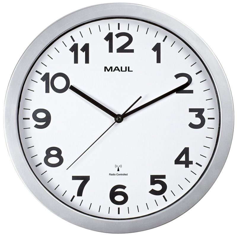 MAUL horloge mural radiopiloté MAULstep, 35 cm, argent