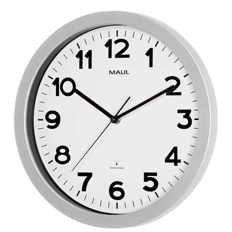 MAUL horloge mural radiopiloté MAULstep, 35 cm, argent