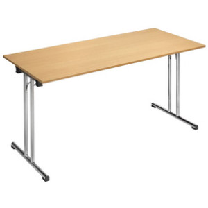 SODEMATUB klapbaar bureau Chromeline1, halfrond, beuken, 1400 mm