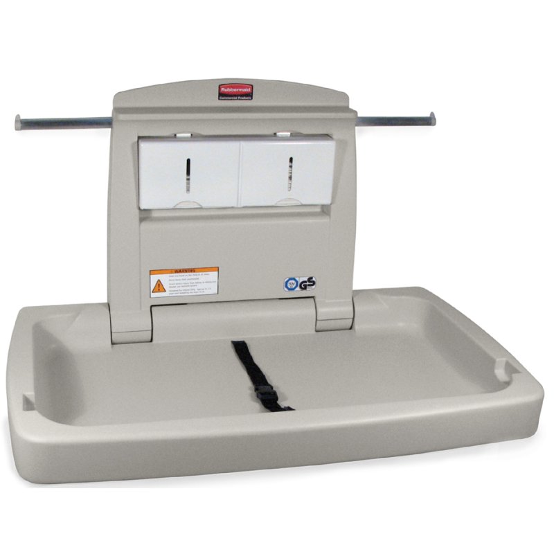Rubbermaid table à langer horizontale, gris, pliable, PP, ceinture de sécurité