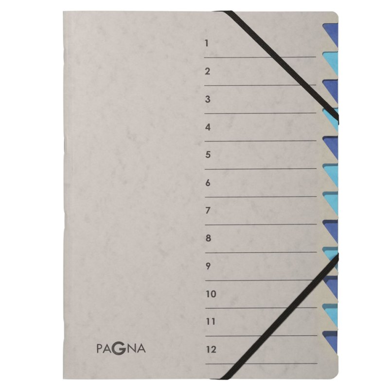 PAGNA sorting folder Easy Grey A4, 12 compartments, grey/blue
