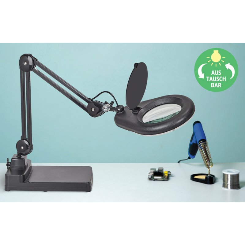 MAUL Lampe loupe LED MAULviso avec pied, noir, 6W, 935 lumens