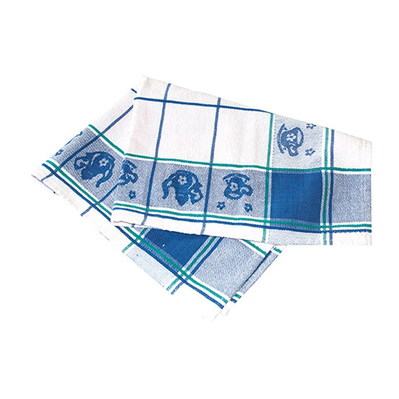 HYGOSTAR keukenhanddoek Landhaus, katoen, wit/blauw, 3 stuks
