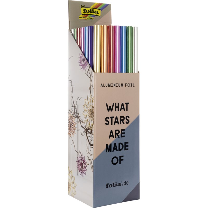 folia aluminium knutselfolie, 50×78 cm, 8 kleuren gesorteerd, 50 rollen