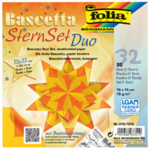 folia vouwblaadjes Bascetta-ster, 15×15 cm, zilver/goud, 32 vel