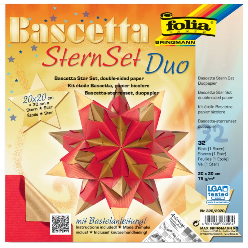 folia vouwblaadjes Bascetta-ster, 200×200 mm, lila/antraciet, 32 vel