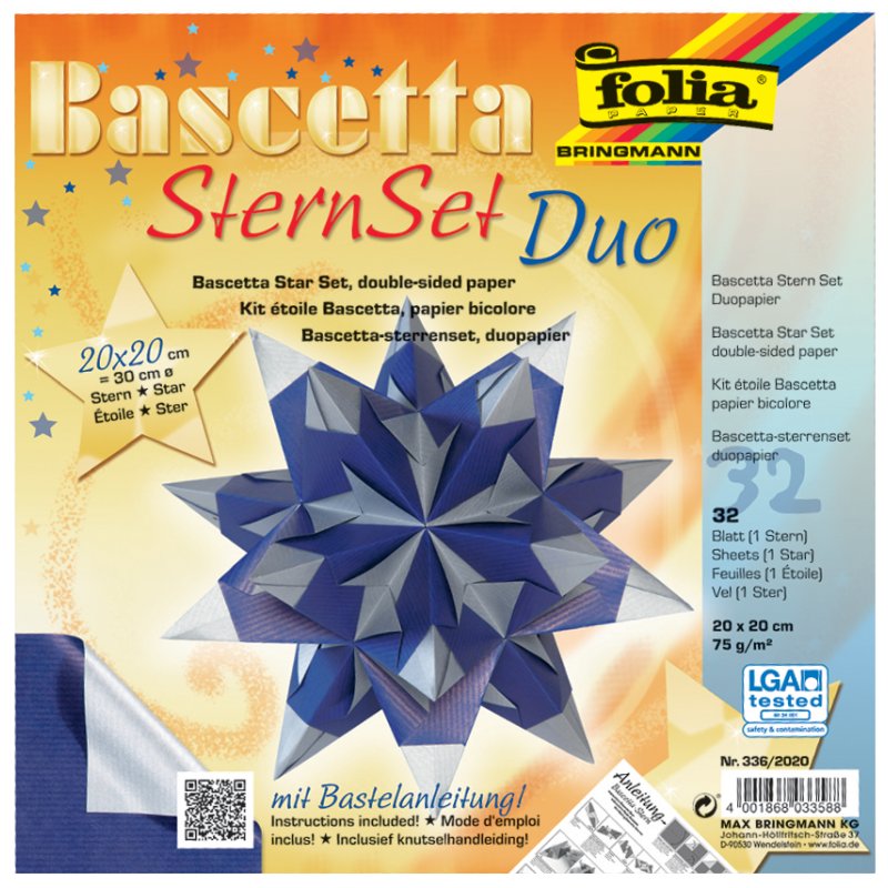 folia vouwblaadjes Bascetta-ster, 200×200 mm, lila/antraciet, 32 vel