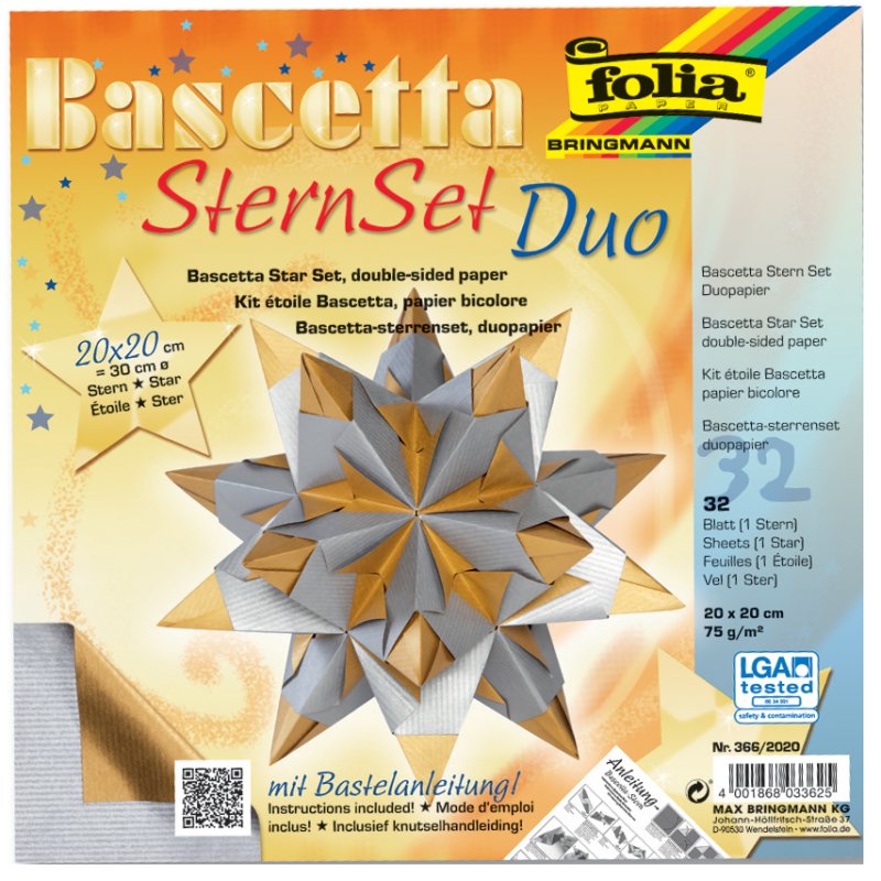 folia vouwblaadjes Bascetta-ster, 200×200 mm, lila/antraciet, 32 vel