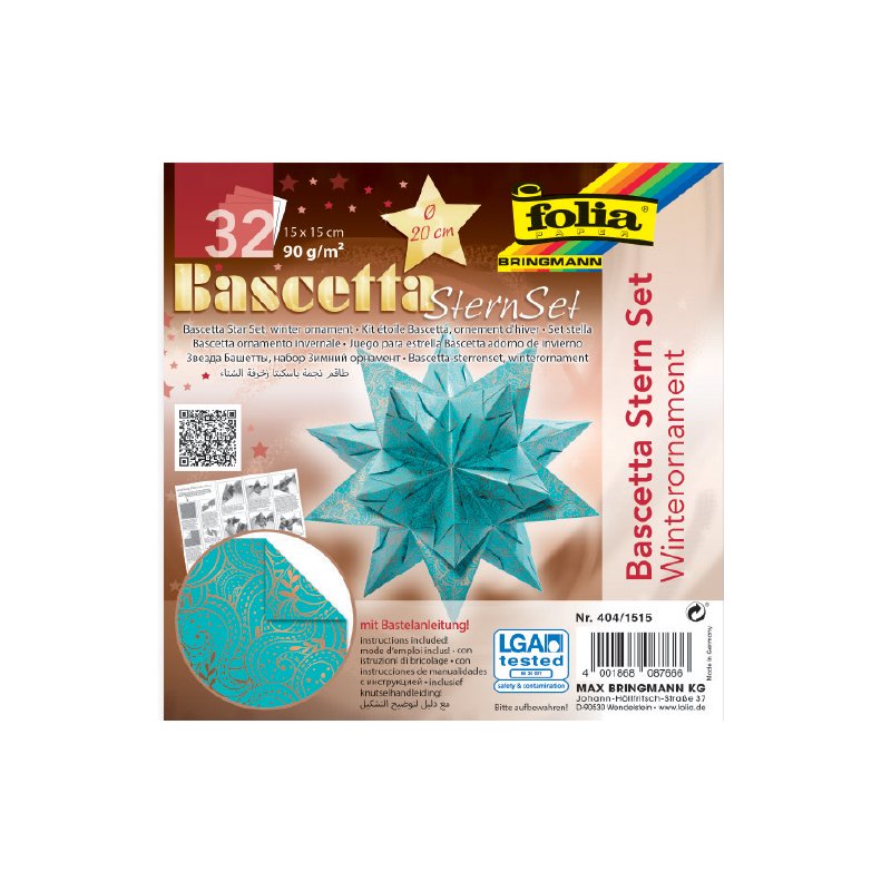 folia vouwpapier Bascetta-ster, paars met zilver winterornament, 150×150 mm, 32 vel