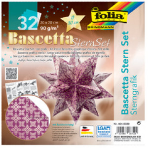 folia vouwblaadjes Bascetta-ster, 200×200 mm, wit/koper, 32 vel