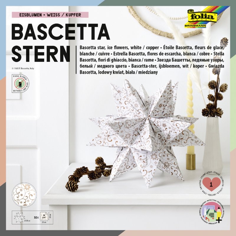 Folia vouwblaadjes Bascetta-ster, ijsblauw winterornament, 200×200 mm, 32 vel