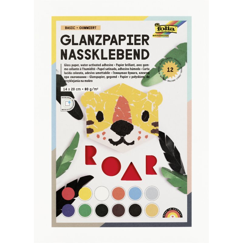 folia knutselblok glanzpapier, 230×250 mm, gummierte achterzijde, 12 vel