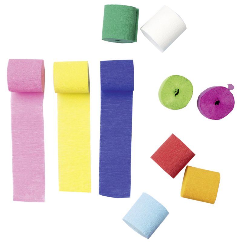 folia crêpepapier, 50 mm × 10 m, gekleurd gesorteerd, 10 stuks