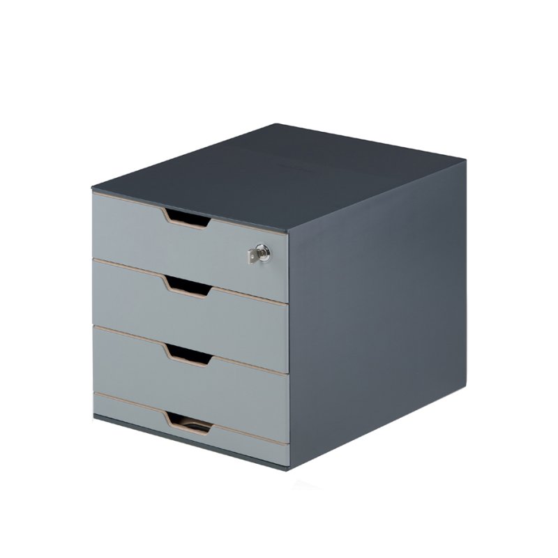 DURABLE boîte à tiroirs Coffee Point, argent/anthracite, 4 tiroirs, serrure cylindrique, 280×356×292 mm