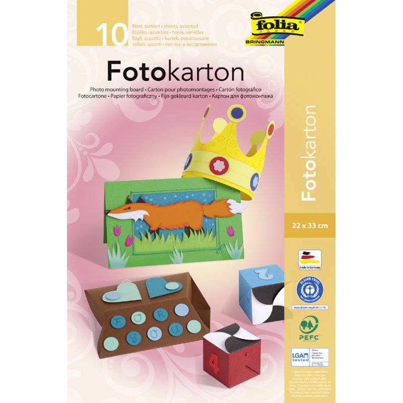 folia fotokarton blok A3, gekleurd gesorteerd, 300 g/m², 10 vel
