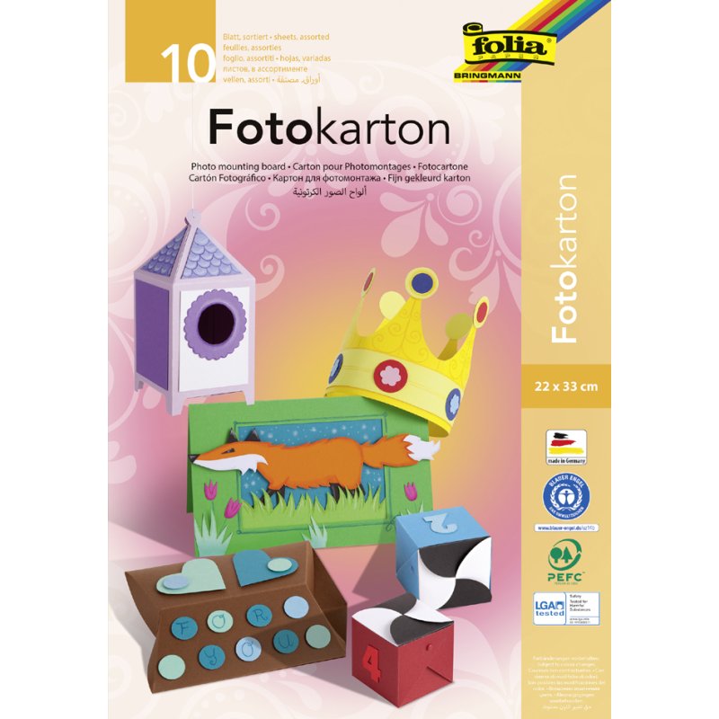 folia fotokarton, 220 × 320 mm, kleurgesorteerd, 10 vel