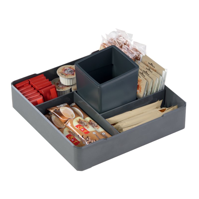 DURABLE Coffee Point support de présentation, anthracite, plastique, 210×210×48 mm, compartiments