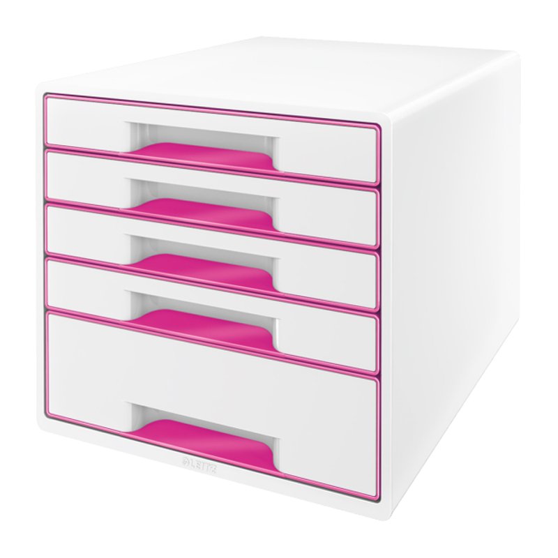 LEITZ caisson WOW CUBE, 5 tiroirs, blanc nacré/bleu, A4