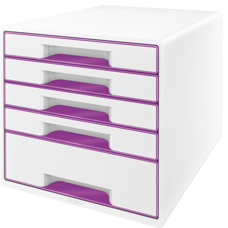 LEITZ caisson WOW CUBE, 5 tiroirs, blanc nacré/bleu, A4