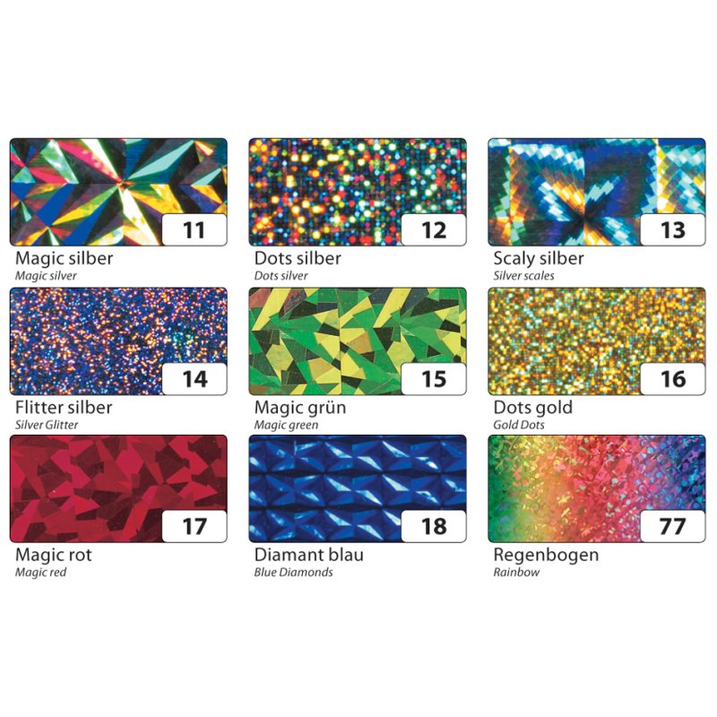 folia holografische plakfolie, regenboogkleur, 400 mm × 5 m, zelfklevend