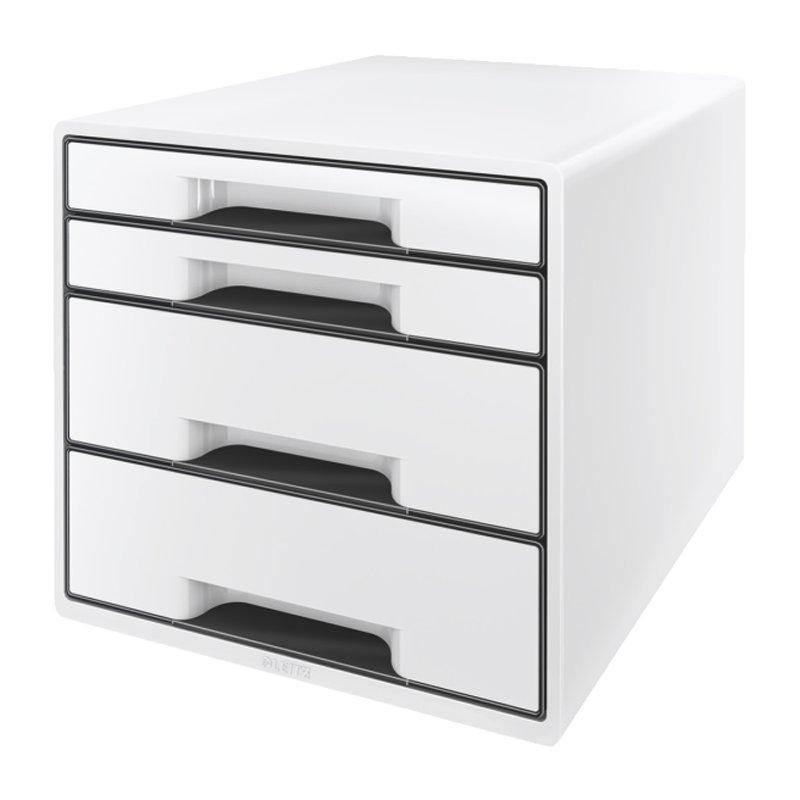 LEITZ tiroir de bureau WOW CUBE, 4 tiroirs, blanc nacré/noir, A4