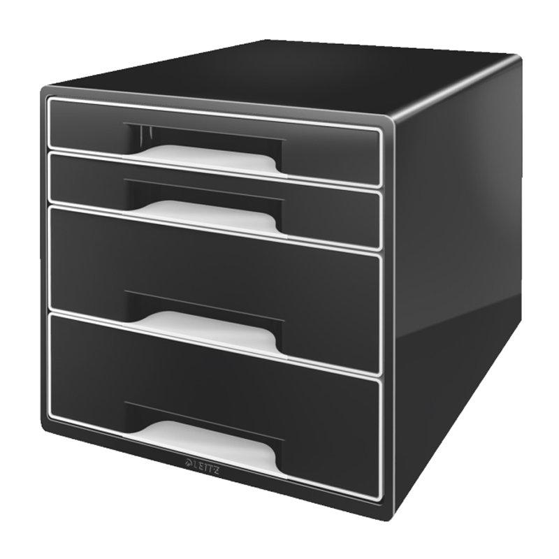 LEITZ tiroir de bureau WOW CUBE, 4 tiroirs, blanc nacré/noir, A4