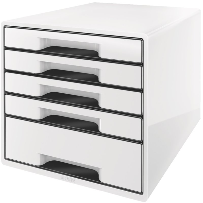 LEITZ caisson WOW CUBE, 5 tiroirs, blanc nacré/noir, A4