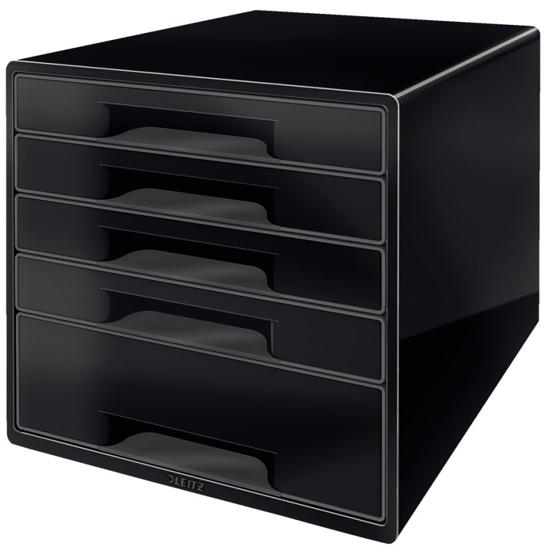 LEITZ caisson WOW CUBE, 5 tiroirs, blanc nacré/noir, A4