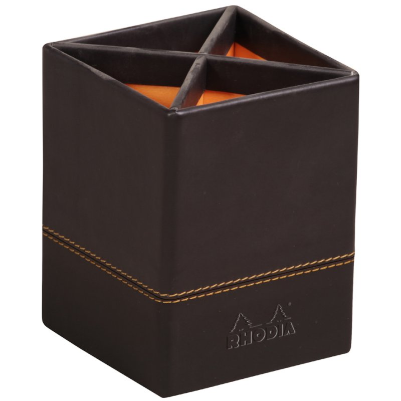RHODIA porte-stylos Rhodiarama, marron chocolat, 4 compartiments, 80×80×110 mm