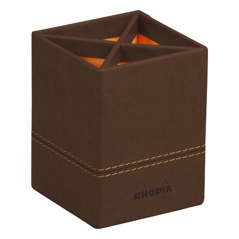 RHODIA porte-stylos Rhodiarama, marron chocolat, 4 compartiments, 80×80×110 mm